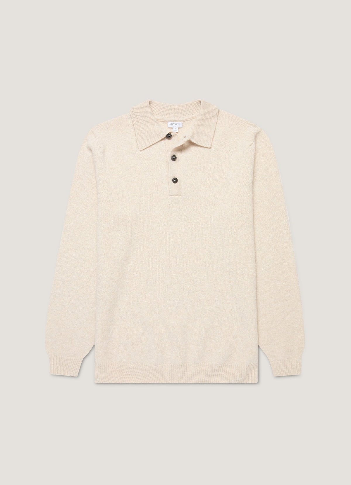 Polo en maille d'agneau mérinos pour homme, coloris melange avoine