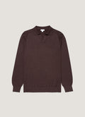 Polo tricoté en cachemire Sea Island pour homme, coloris chocolat foncé