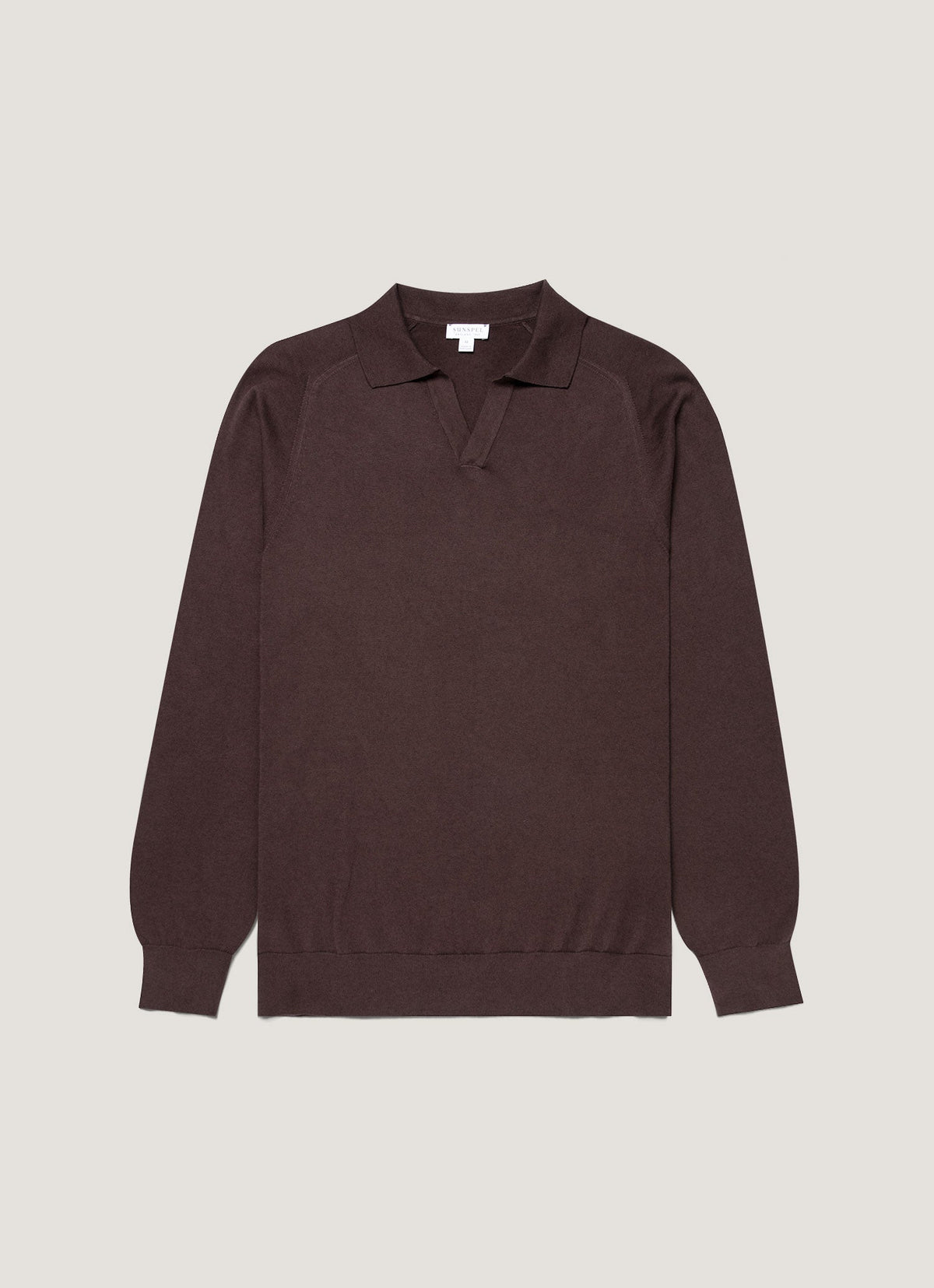 Polo tricoté en cachemire Sea Island pour homme, coloris chocolat foncé