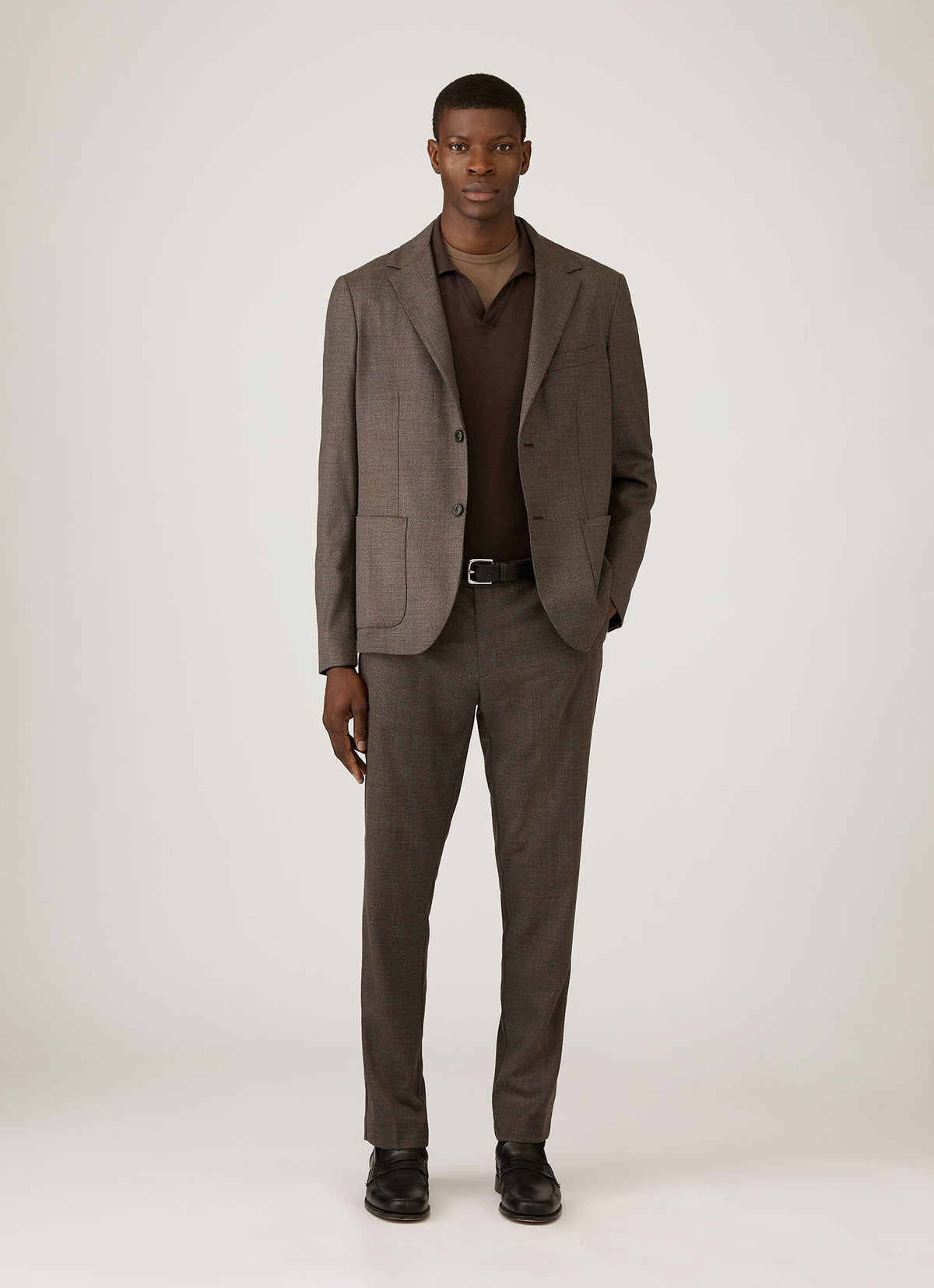 Polo tricoté en cachemire Sea Island pour homme, coloris chocolat foncé