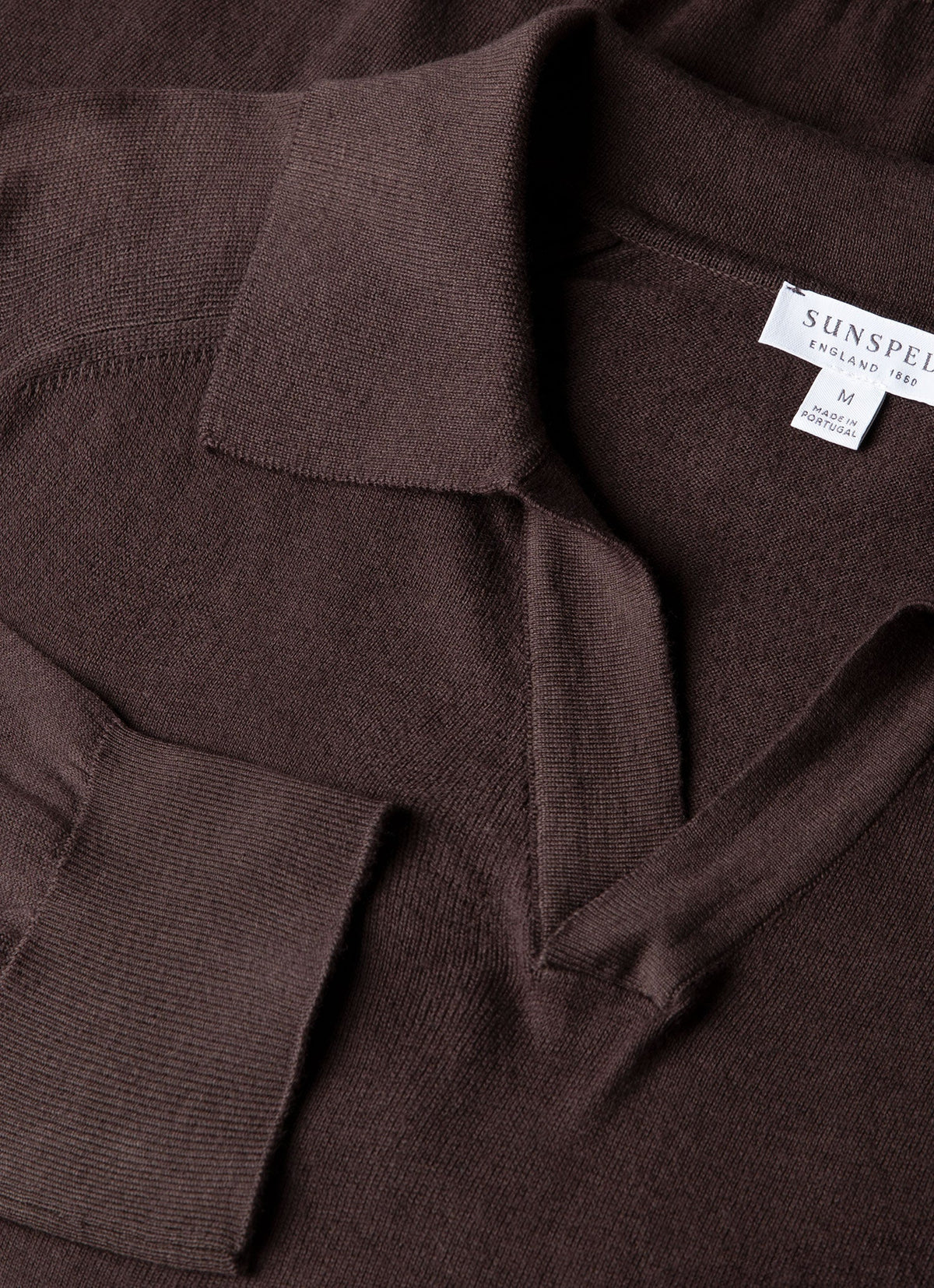 Polo tricoté en cachemire Sea Island pour homme, coloris chocolat foncé