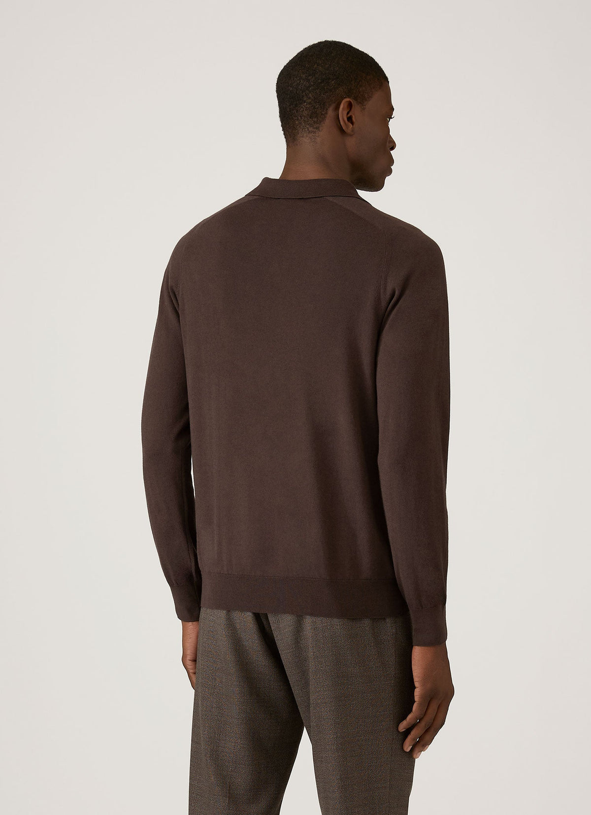 Polo tricoté en cachemire Sea Island pour homme, coloris chocolat foncé