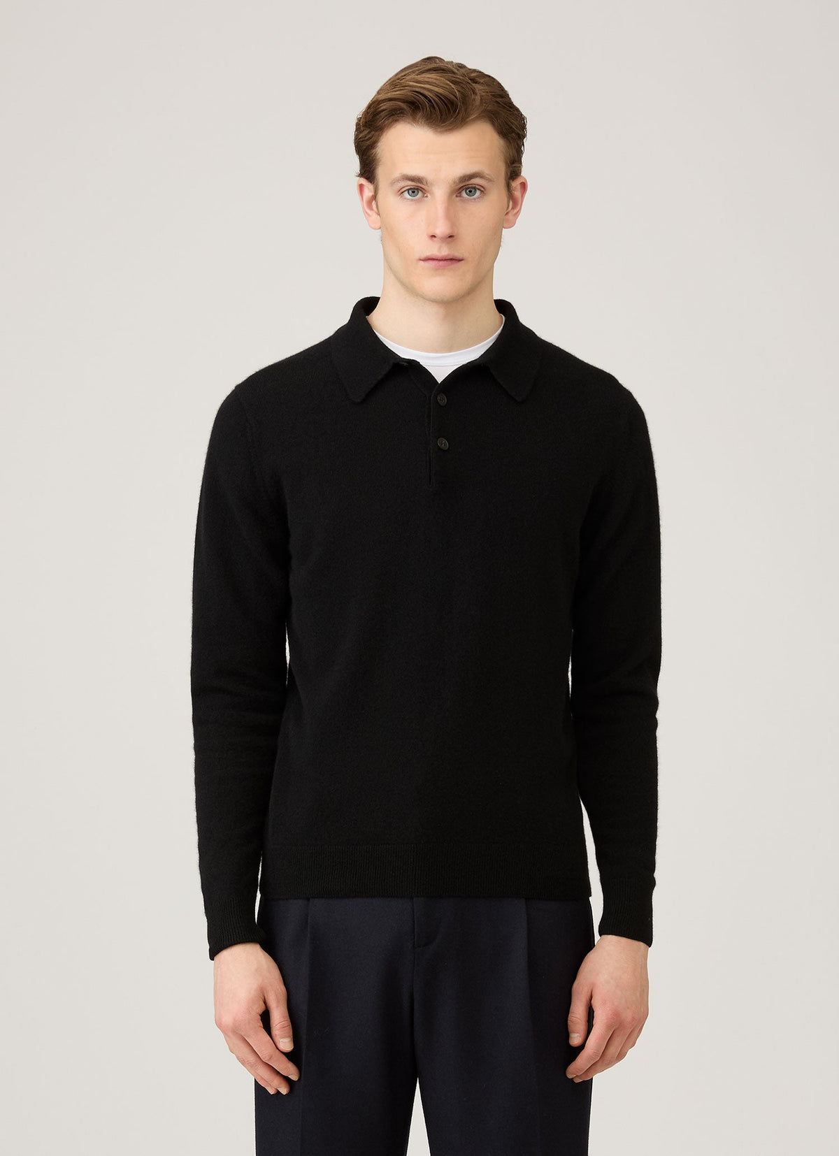 Polo en cachemire tricoté pour homme noir