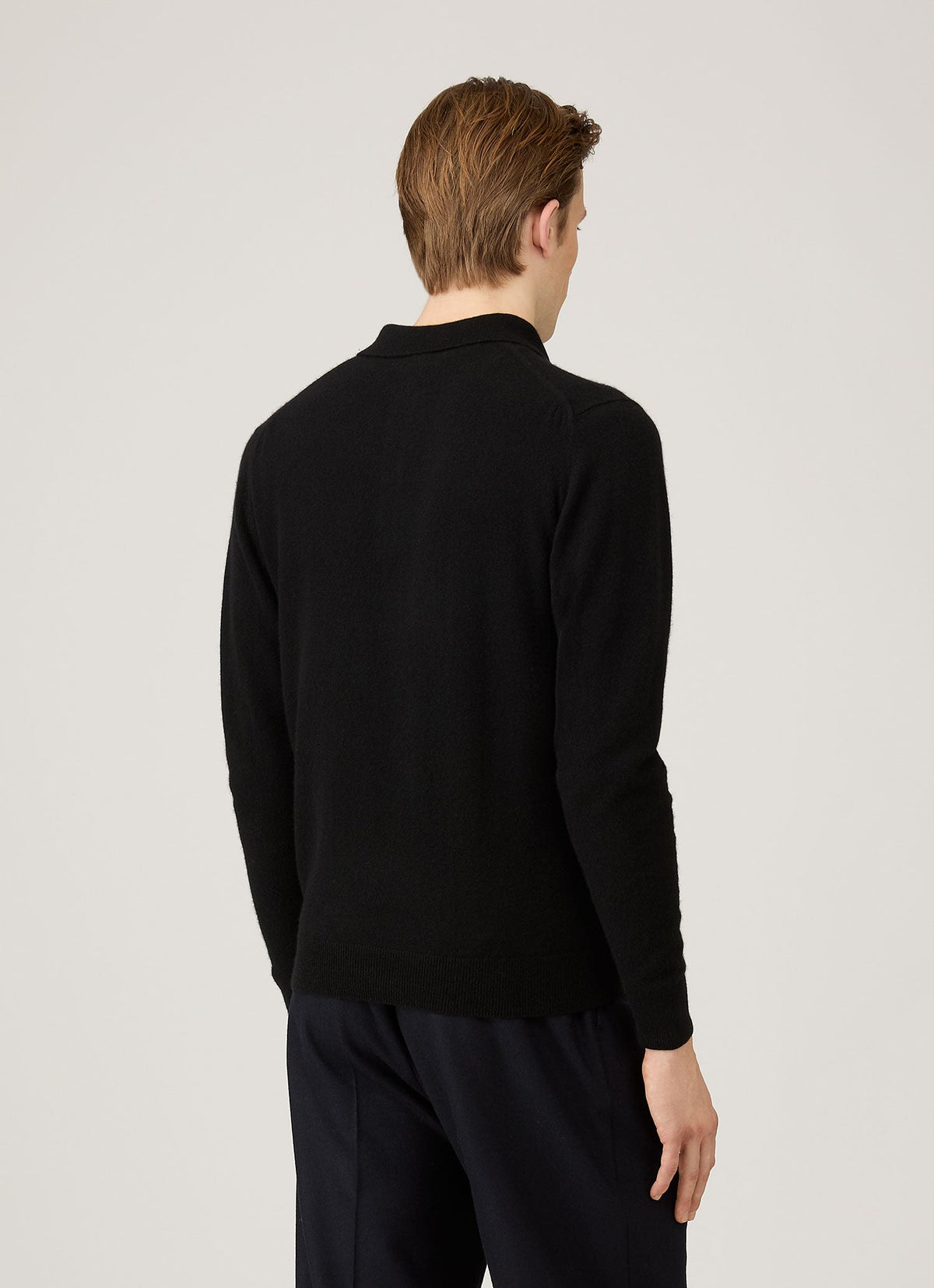 Polo en cachemire tricoté pour homme noir