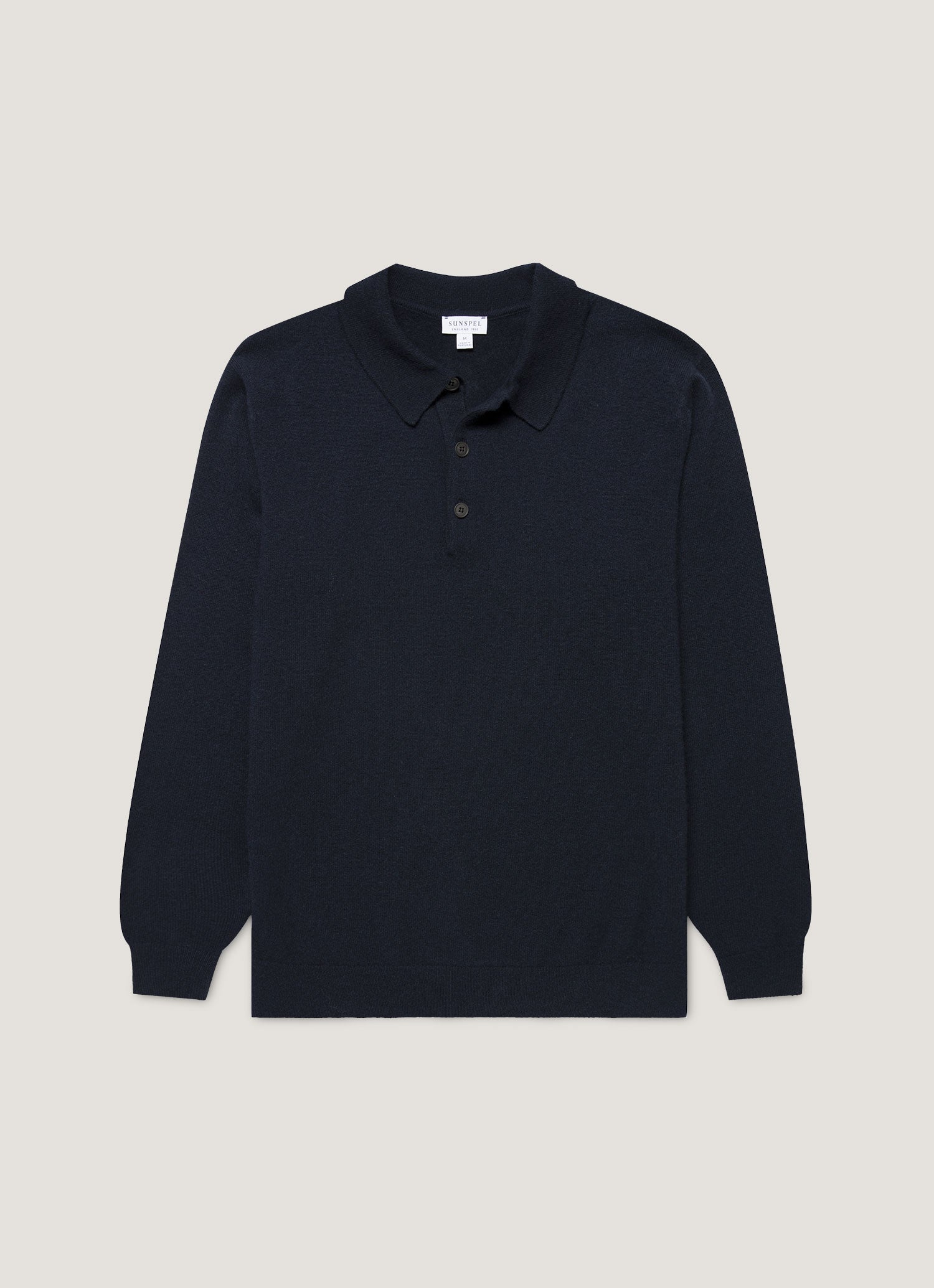 Men's Cashmere Knitted Polo Shirt in Navy