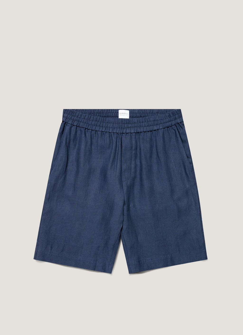 Short de sport en lin à cordon de serrage bleu marine clair pour homme