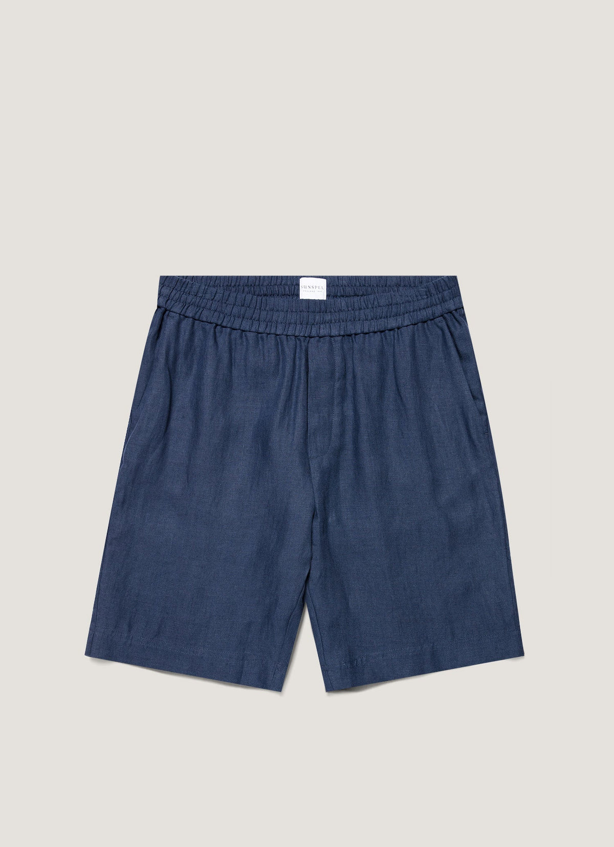 Short de sport en lin à cordon de serrage bleu marine clair pour homme