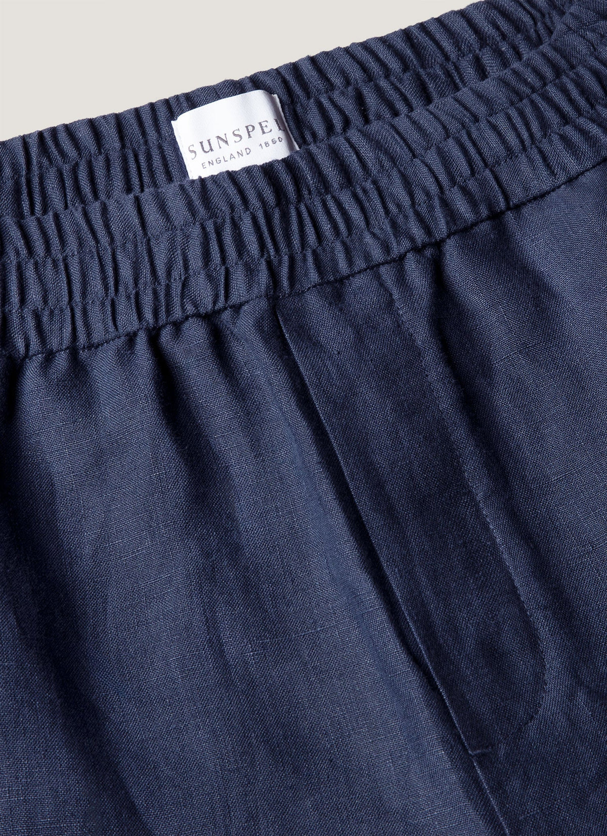 Short de sport en lin à cordon de serrage bleu marine clair pour homme
