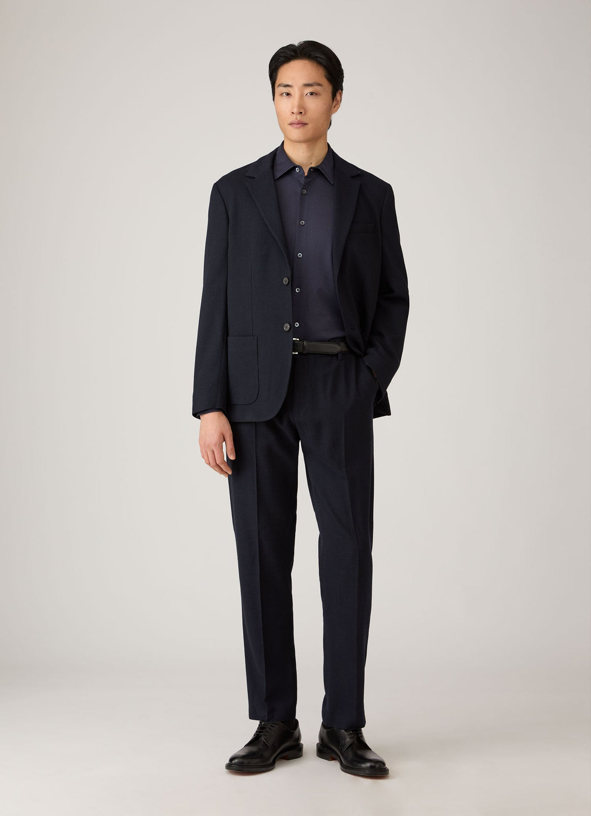 Chemise classique en jersey pour homme, couleur bleu marine