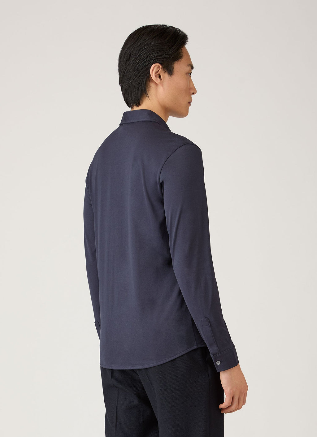 Chemise classique en jersey pour homme, couleur bleu marine