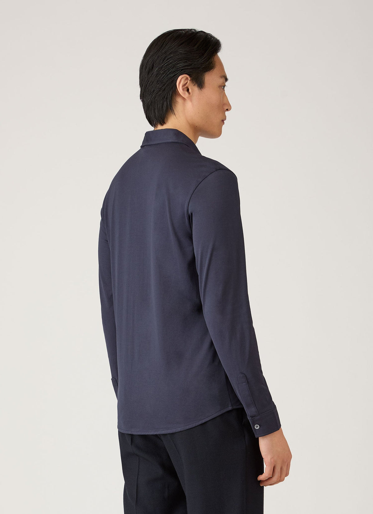 Chemise classique en jersey pour homme, couleur bleu marine