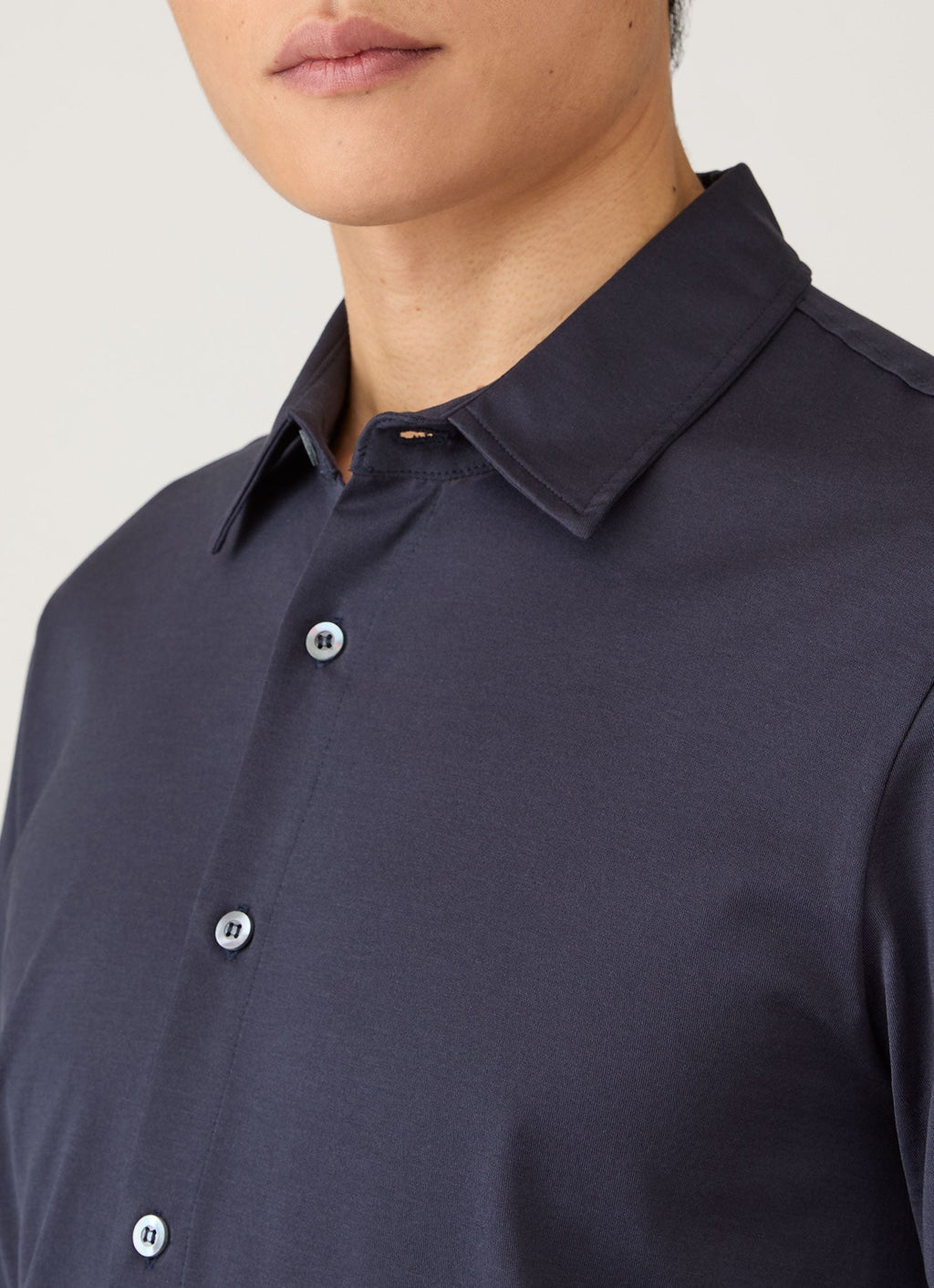 Chemise classique en jersey pour homme, couleur bleu marine