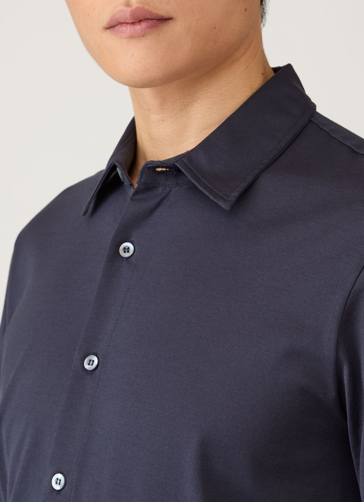Chemise classique en jersey pour homme, couleur bleu marine