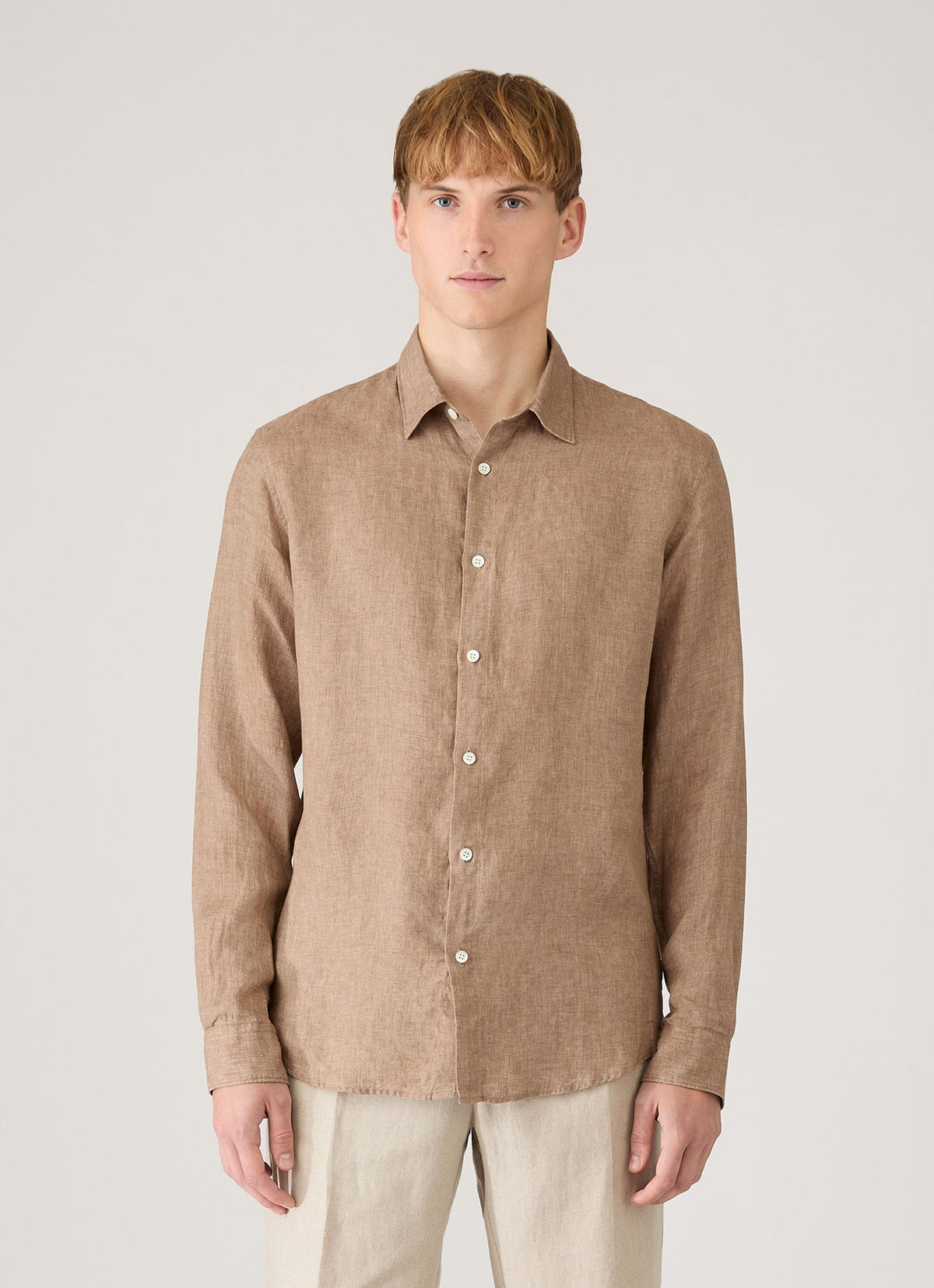 Chemise en lin homme couleur Noyer