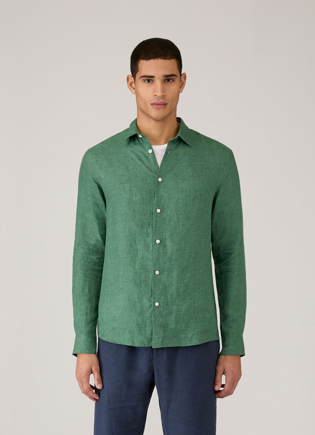Chemise en lin homme vert vif
