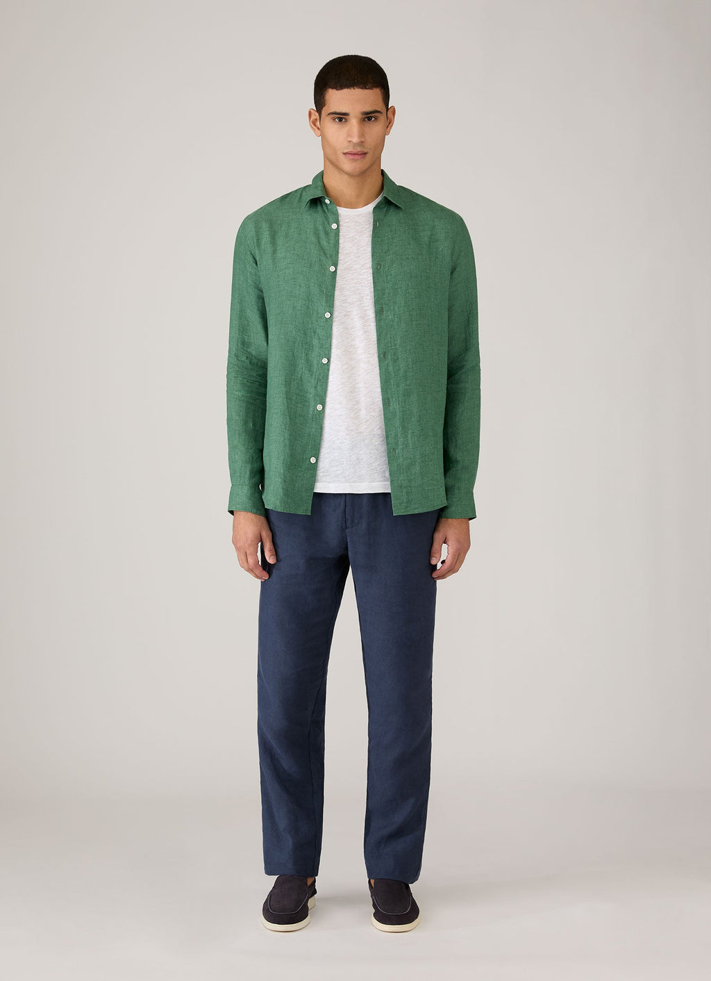 Chemise en lin homme vert vif