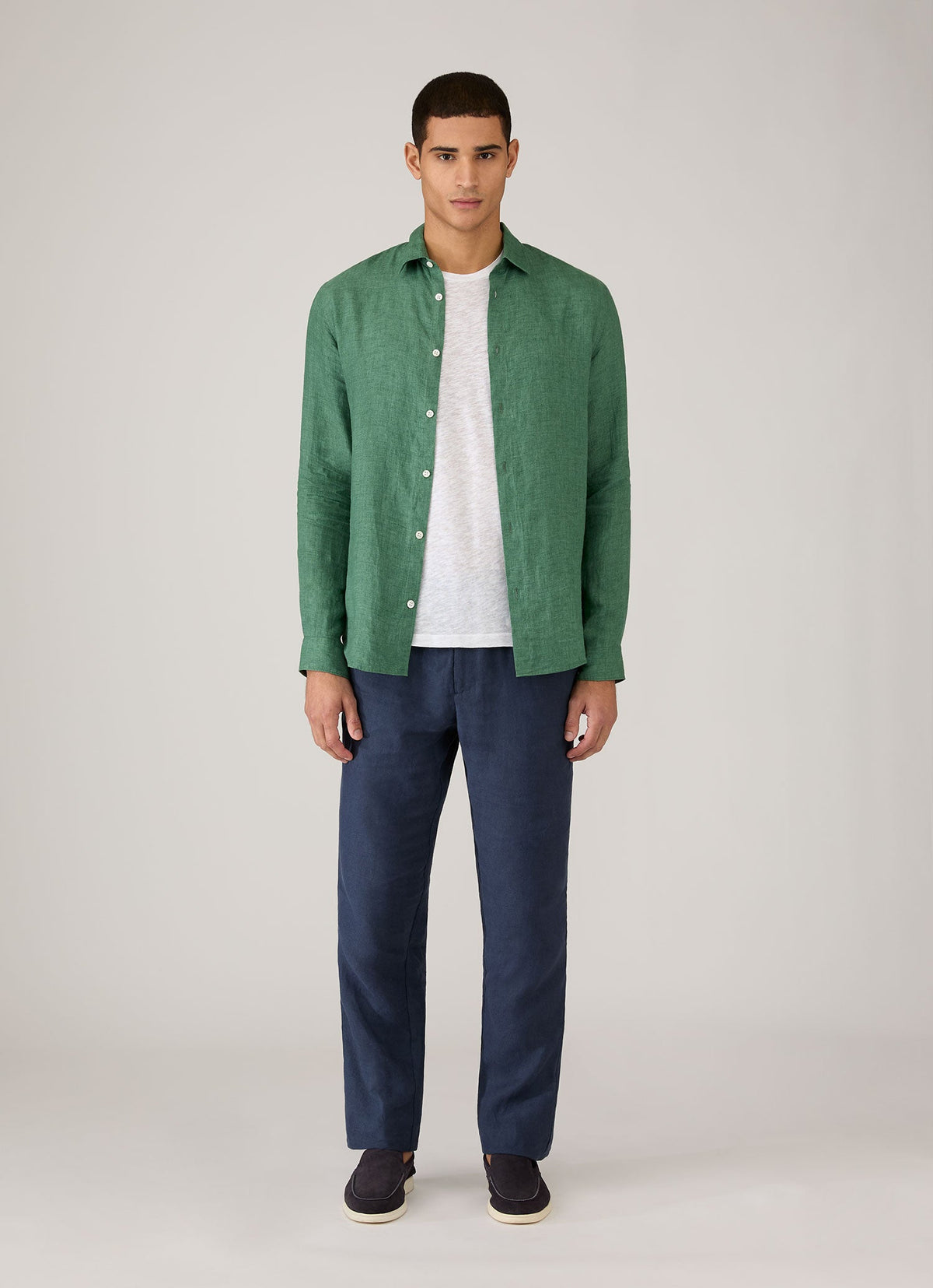 Chemise en lin homme vert vif