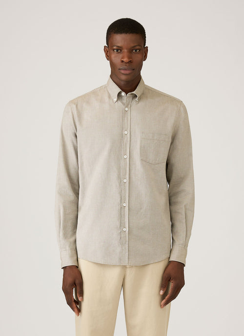 Chemise Oxford boutonnée pour homme en kaki clair