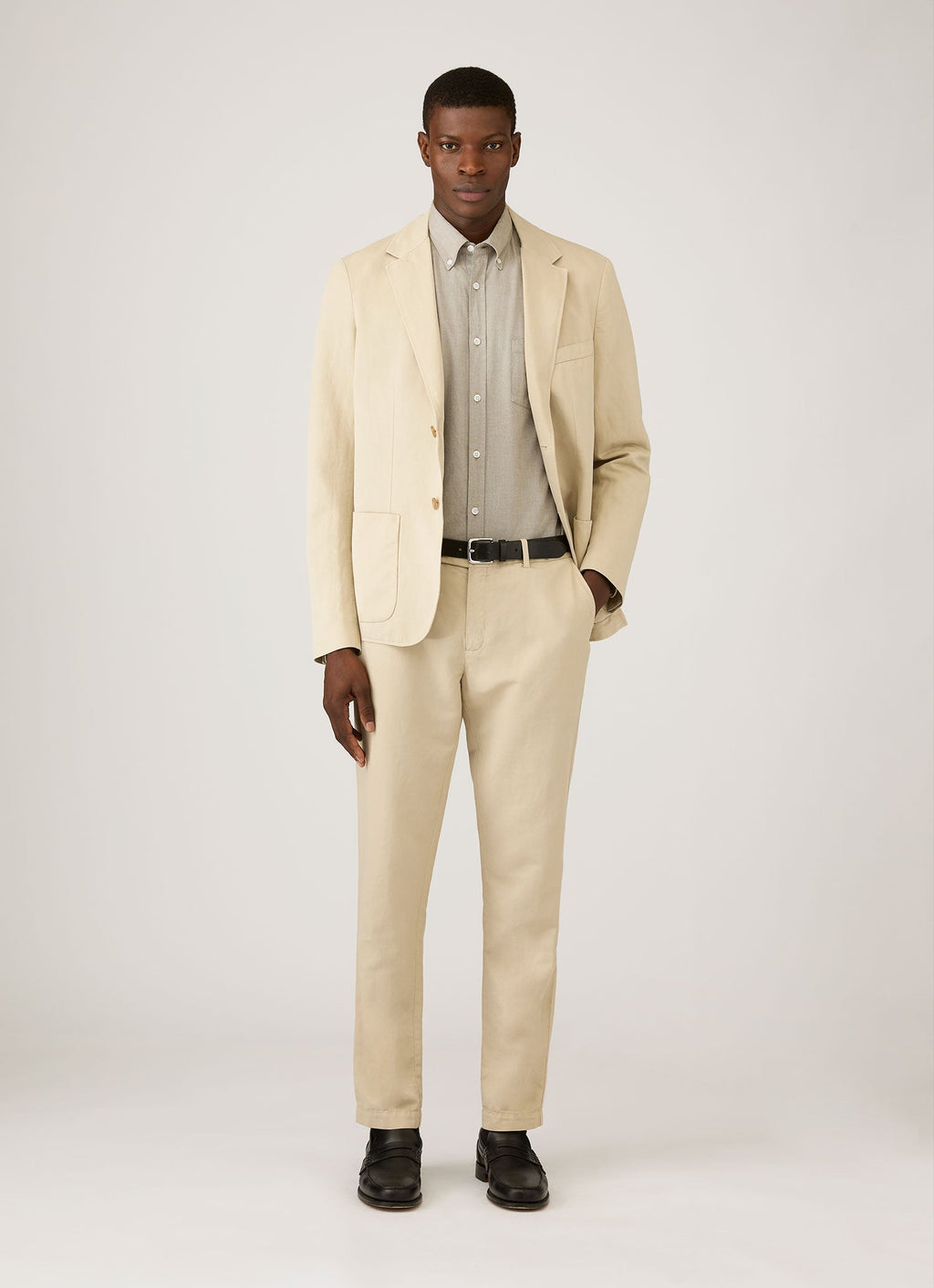 Chemise Oxford boutonnée pour homme en kaki clair