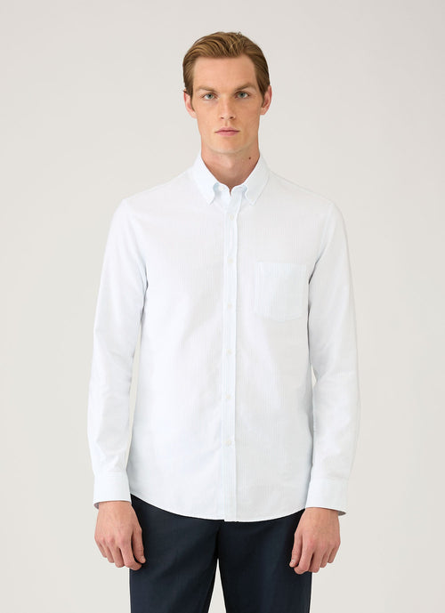 Chemise Oxford boutonnée pour homme en bleu clair/blanc