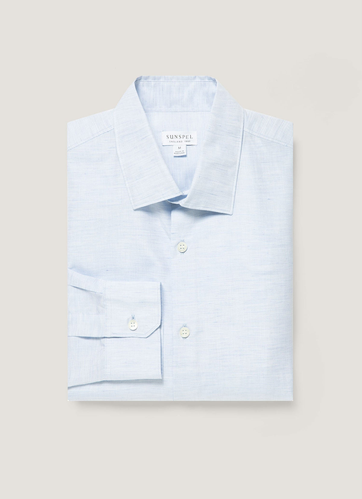 Chemise en lin et coton Sea Island pour homme, bleu clair