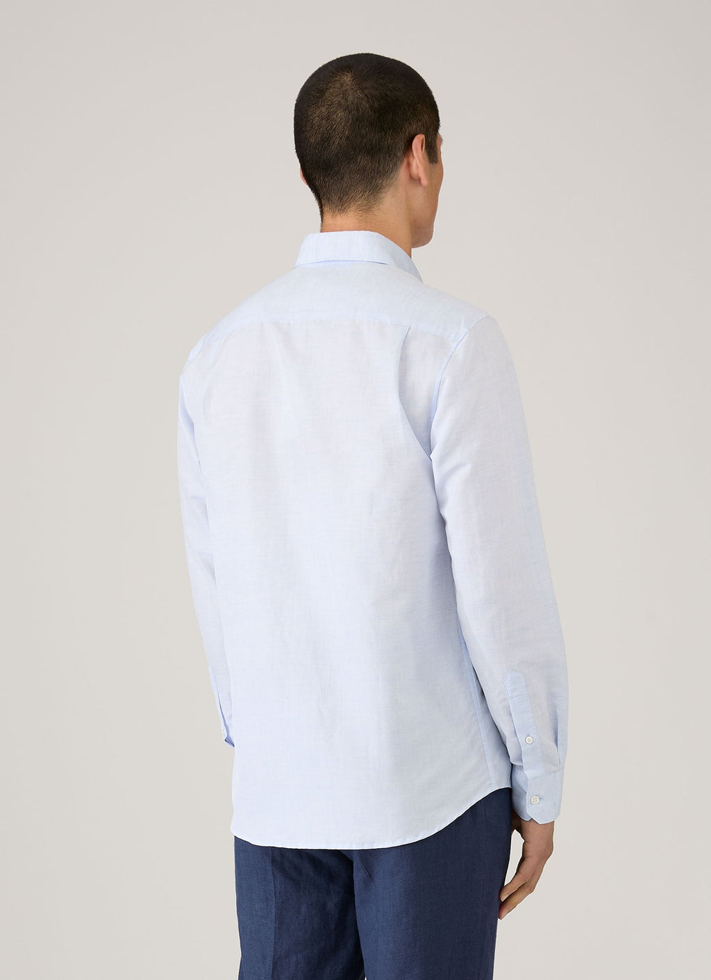 Chemise en lin et coton Sea Island pour homme, bleu clair
