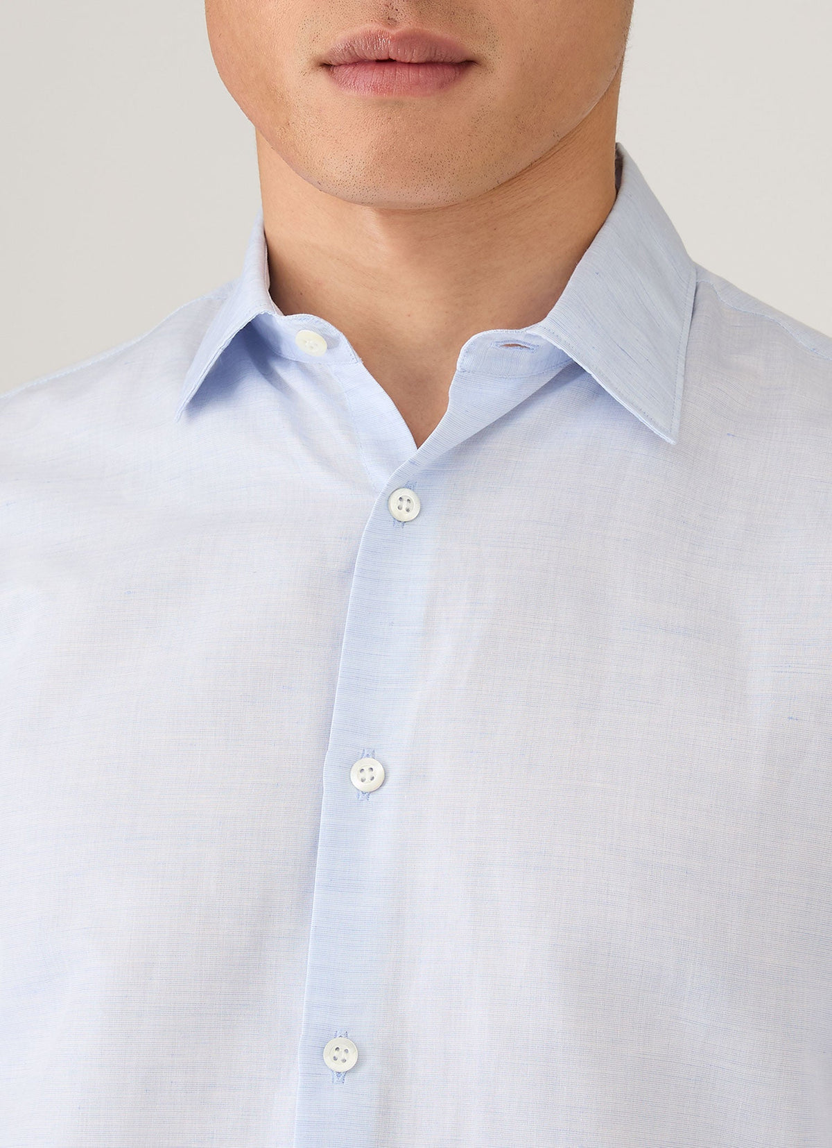 Chemise en lin et coton Sea Island pour homme, bleu clair