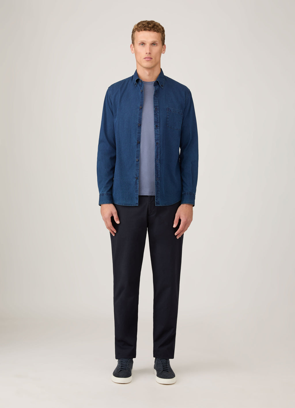 Chemise habillée en twill indigo pour homme