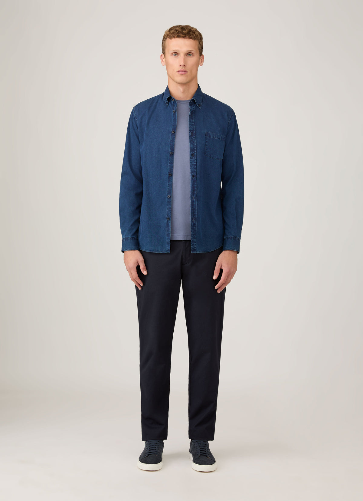 Chemise habillée en twill indigo pour homme