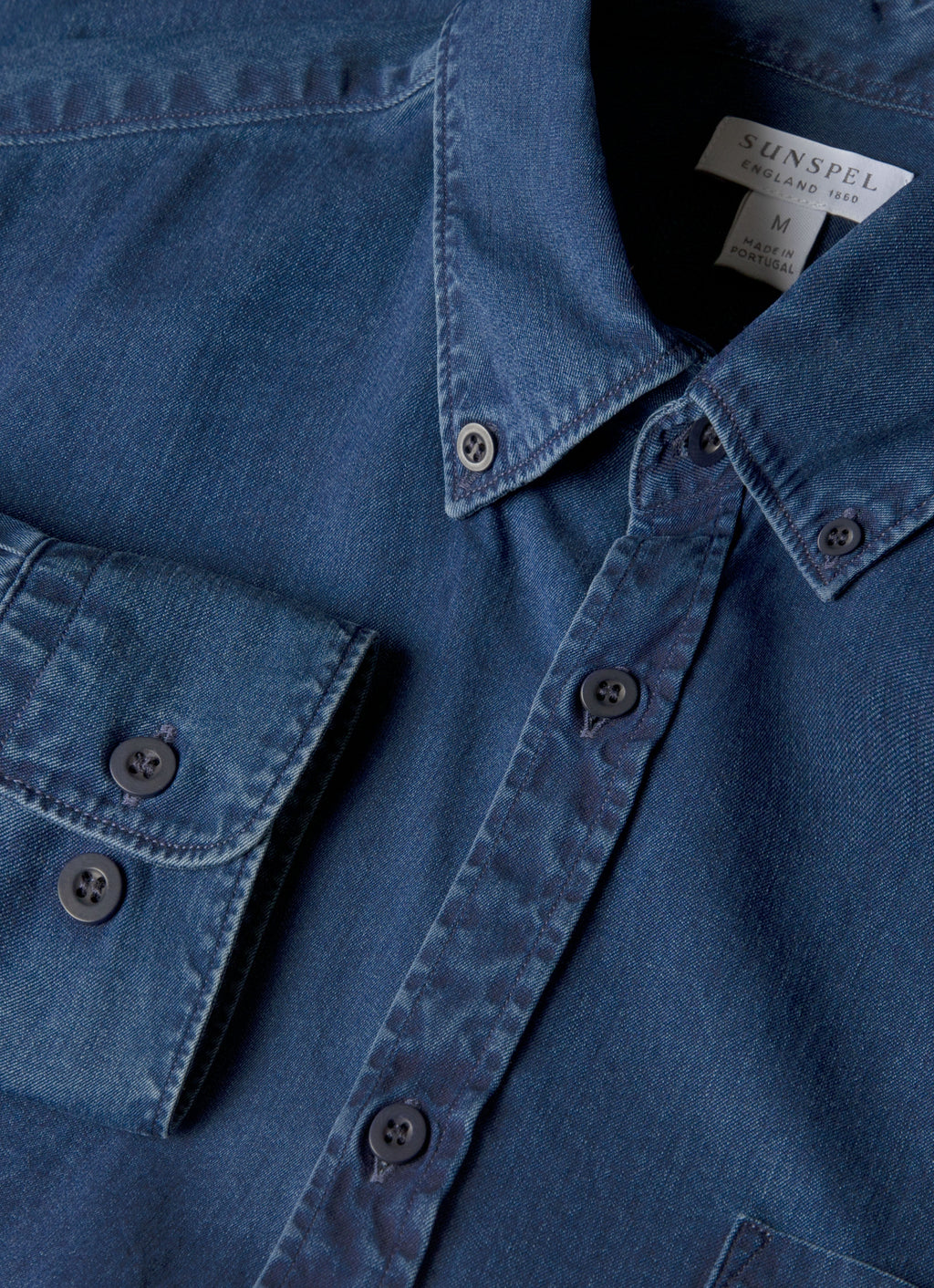 Chemise habillée en twill indigo pour homme