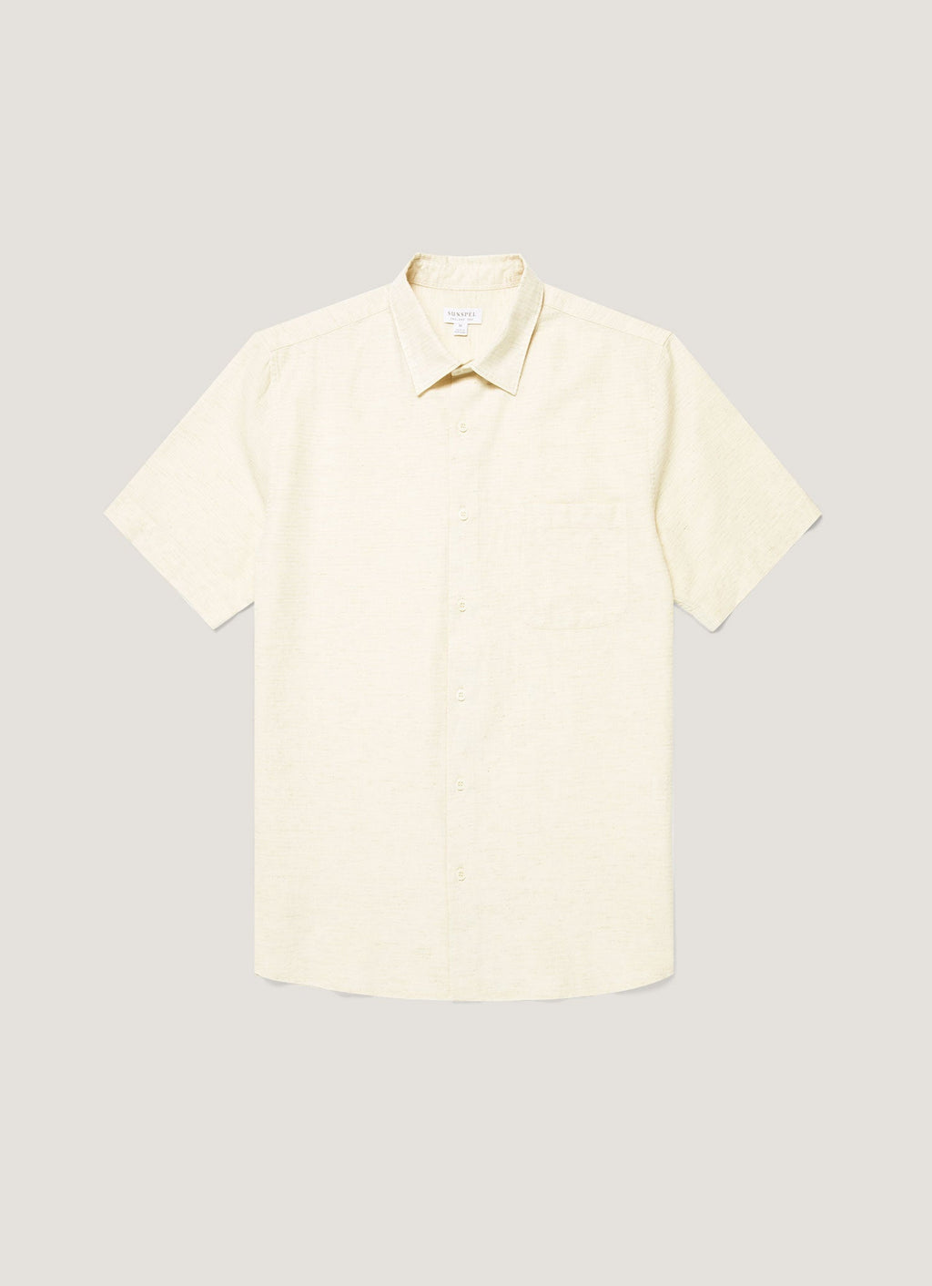 Chemise homme manches courtes en coton et lin écrue