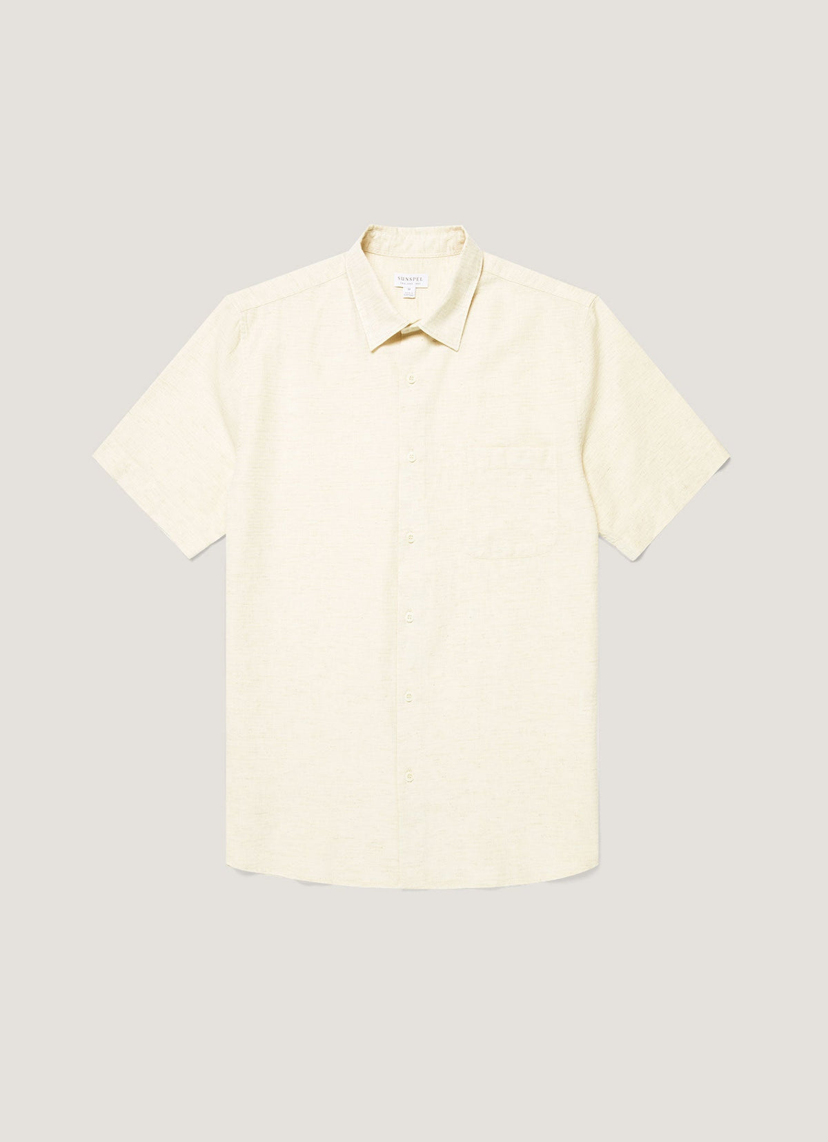 Chemise homme manches courtes en coton et lin écrue
