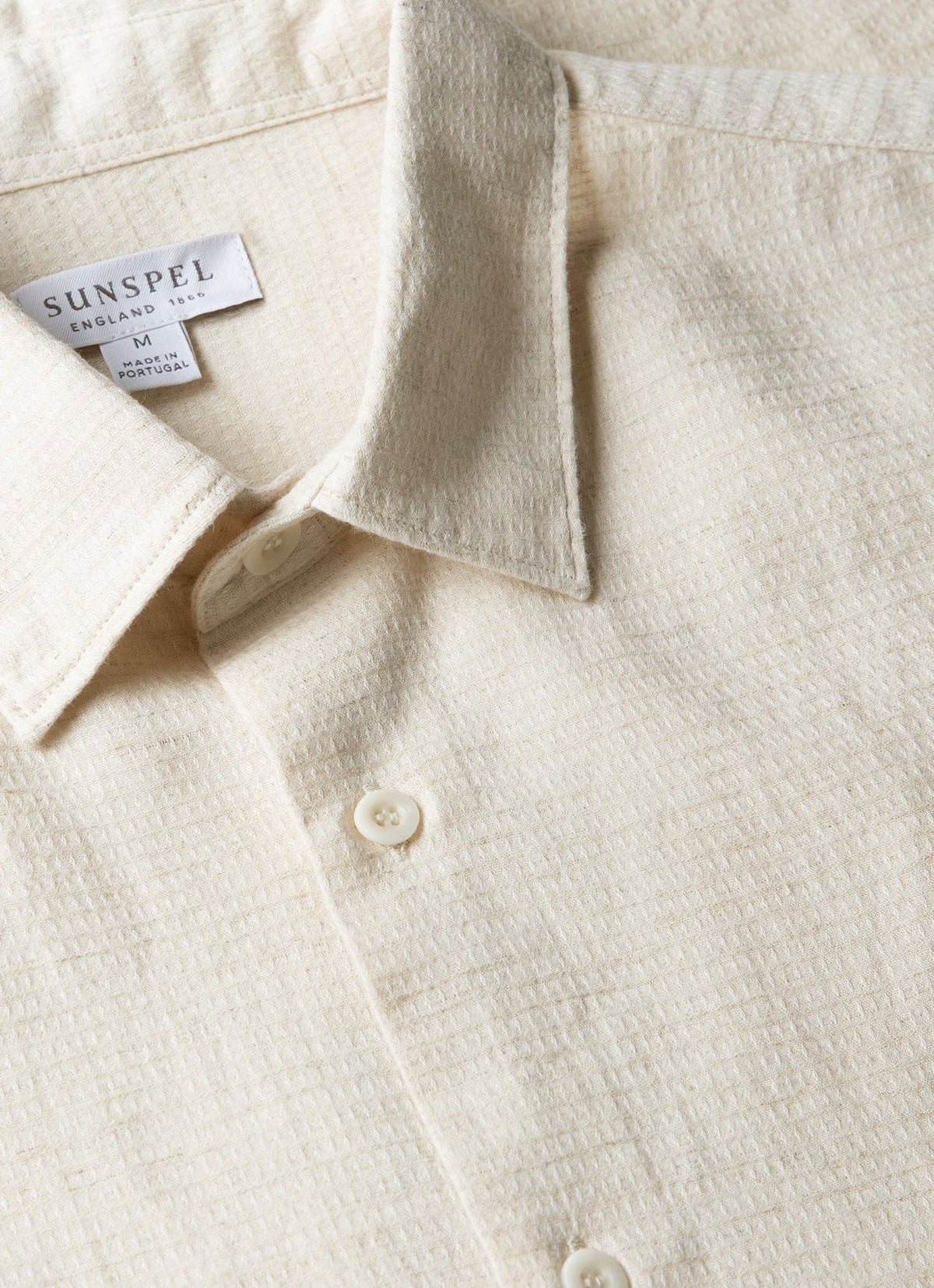 Chemise homme manches courtes en coton et lin écrue