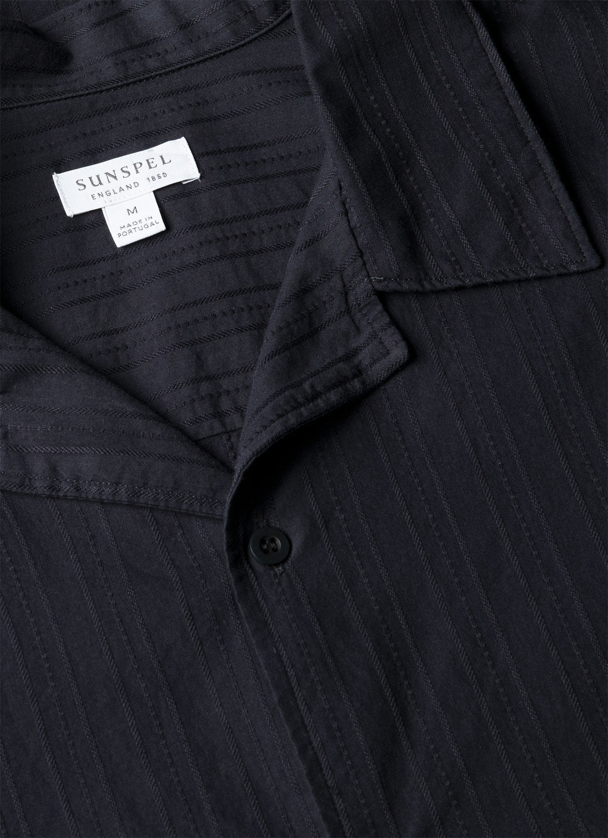 Chemise rayée texturée à col camp pour homme, bleu marine