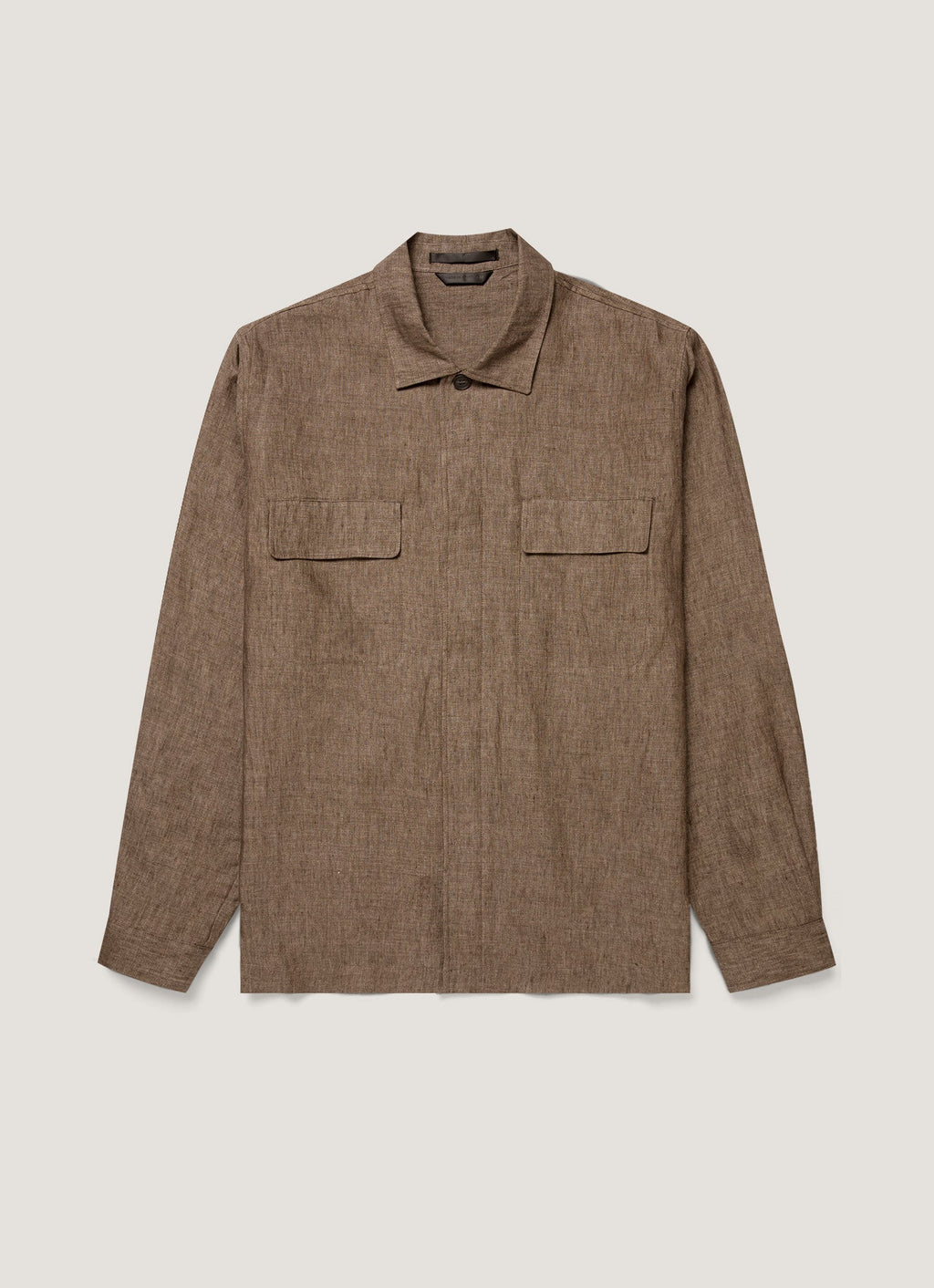 Men's Linen Overshirt in Dark Walnut
