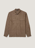 Men's Linen Overshirt in Dark Walnut