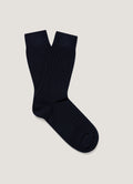 Chaussettes côtelées en cachemire pour homme, bleu marine
