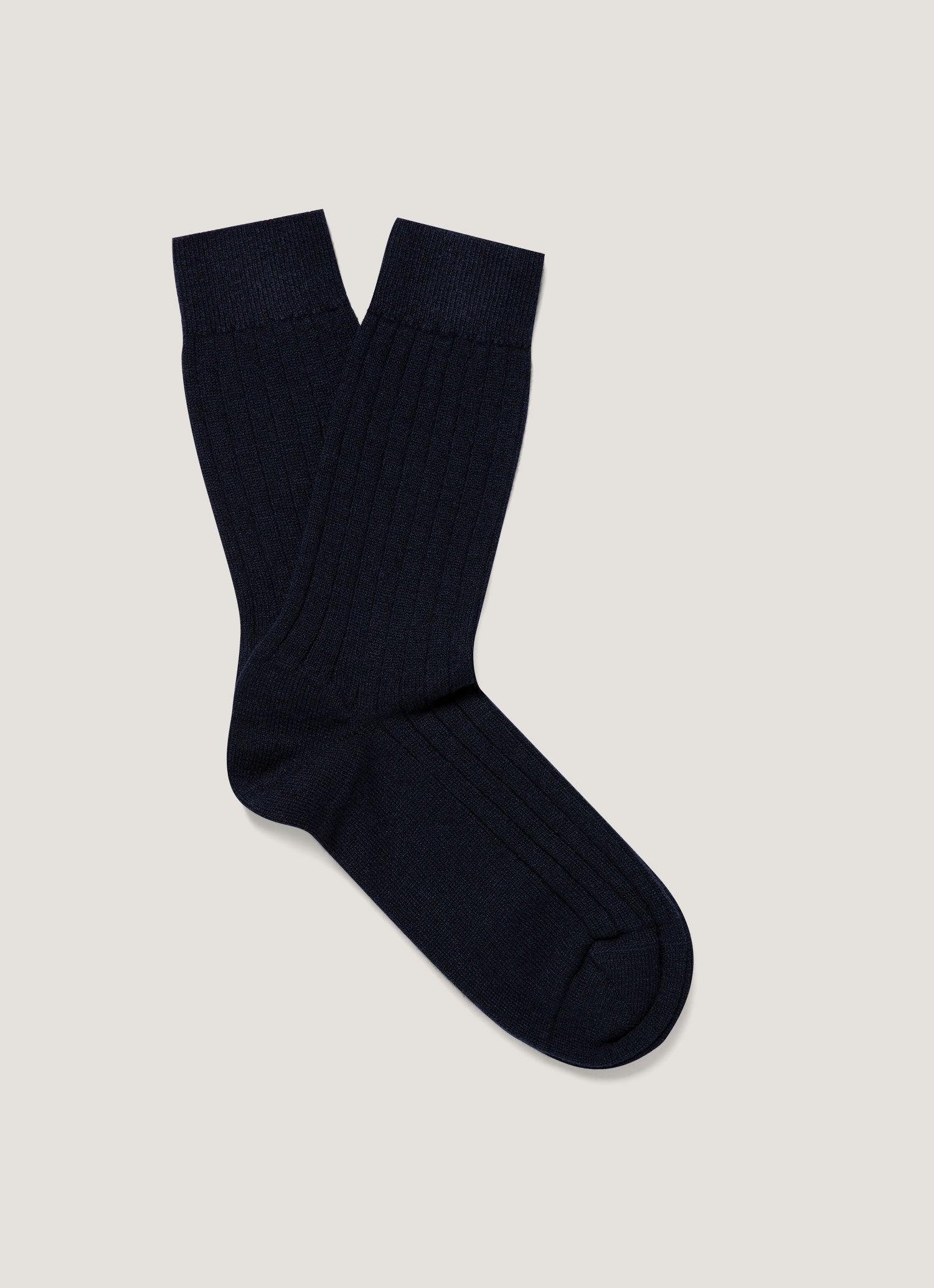 Chaussettes côtelées en cachemire pour homme, bleu marine