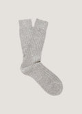 Chaussettes côtelées en cachemire pour homme, gris moyen chiné