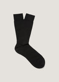 Chaussettes côtelées en laine mérinos noires pour homme