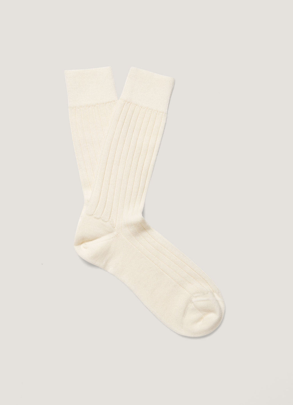Chaussettes côtelées en laine mérinos pour hommes, coloris blanc archive