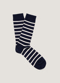 Chaussettes en coton pour homme Bleu marine/Blanc cassé