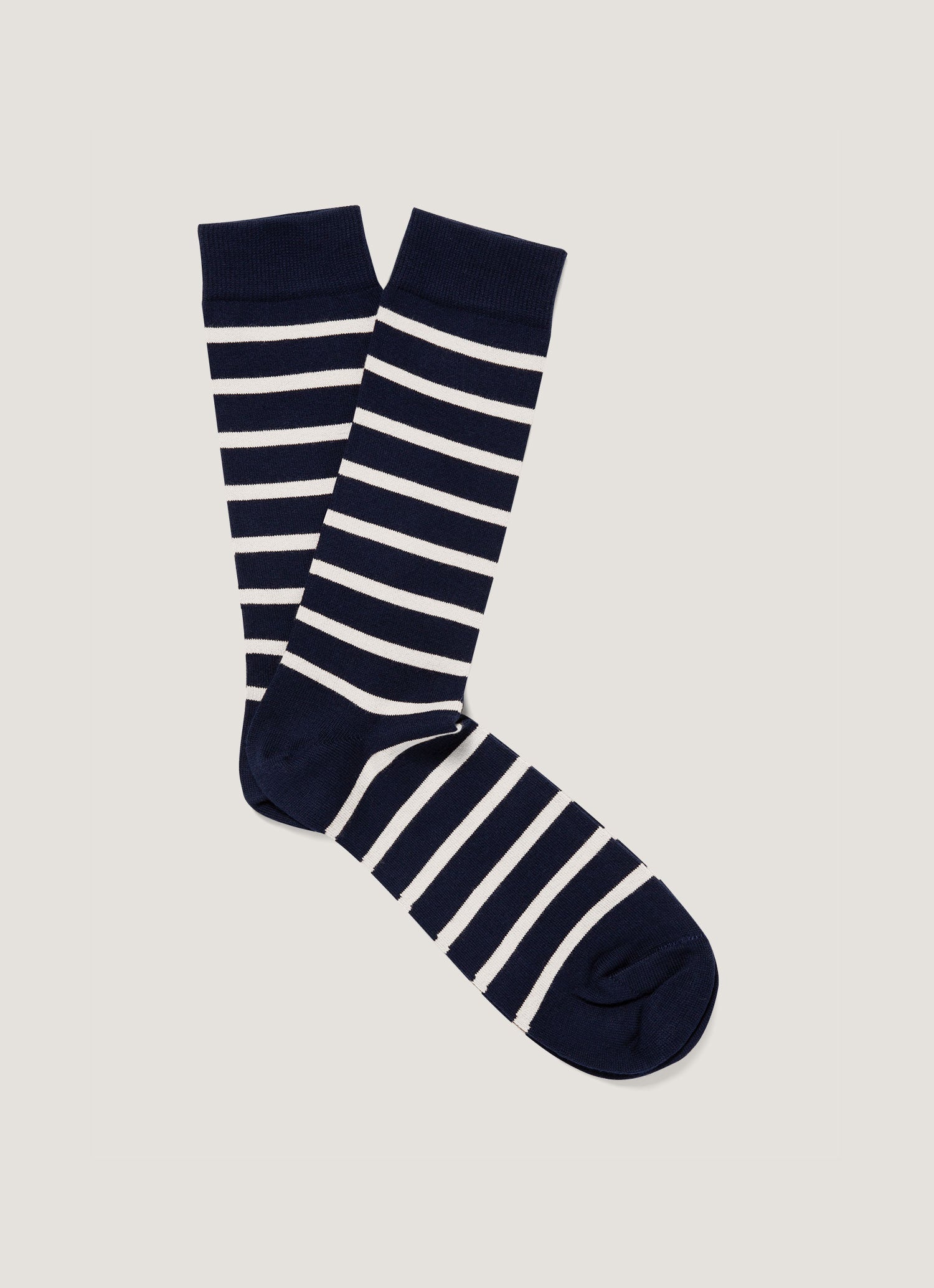 Chaussettes en coton pour homme Bleu marine/Blanc cassé