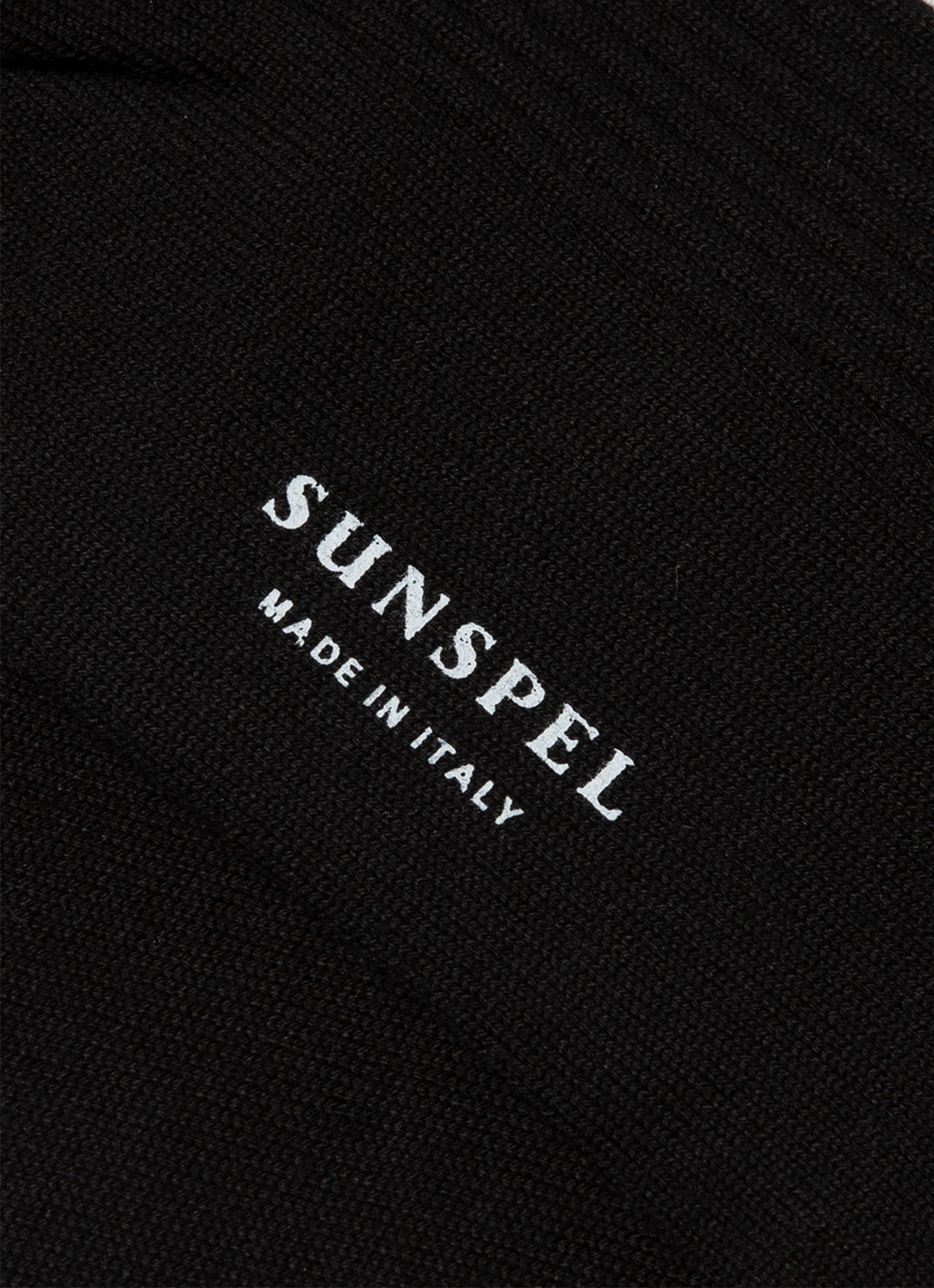 Men's Cotton Ribbed Socks in Black