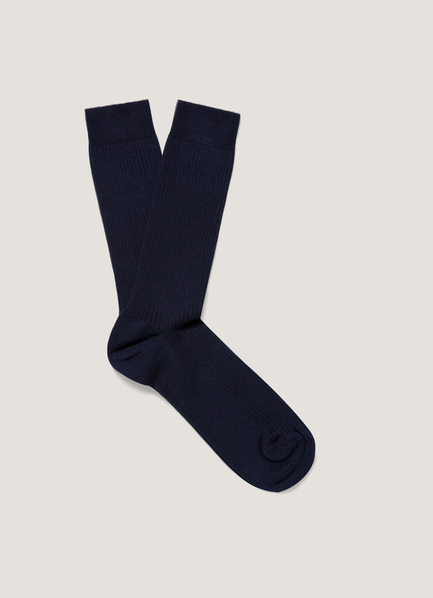 Chaussettes côtelées en coton pour homme - bleu marine