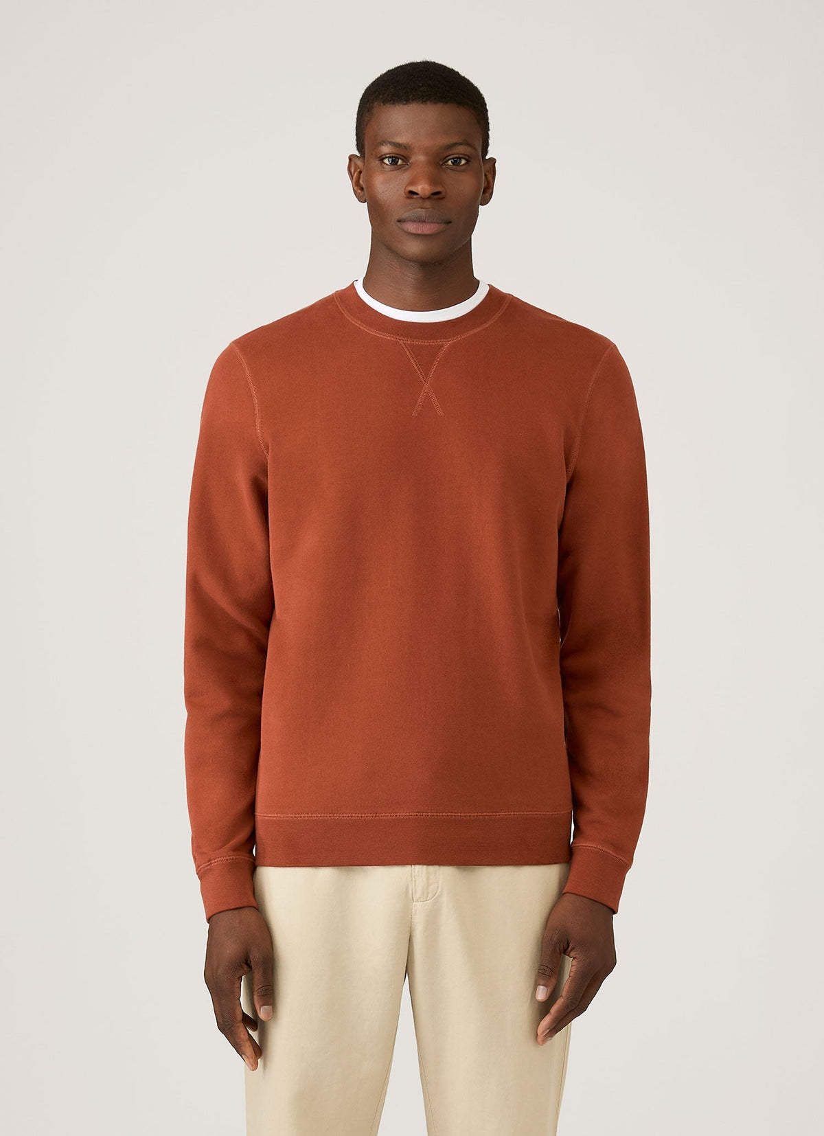 Sweat-shirt bouclette homme couleur rouille