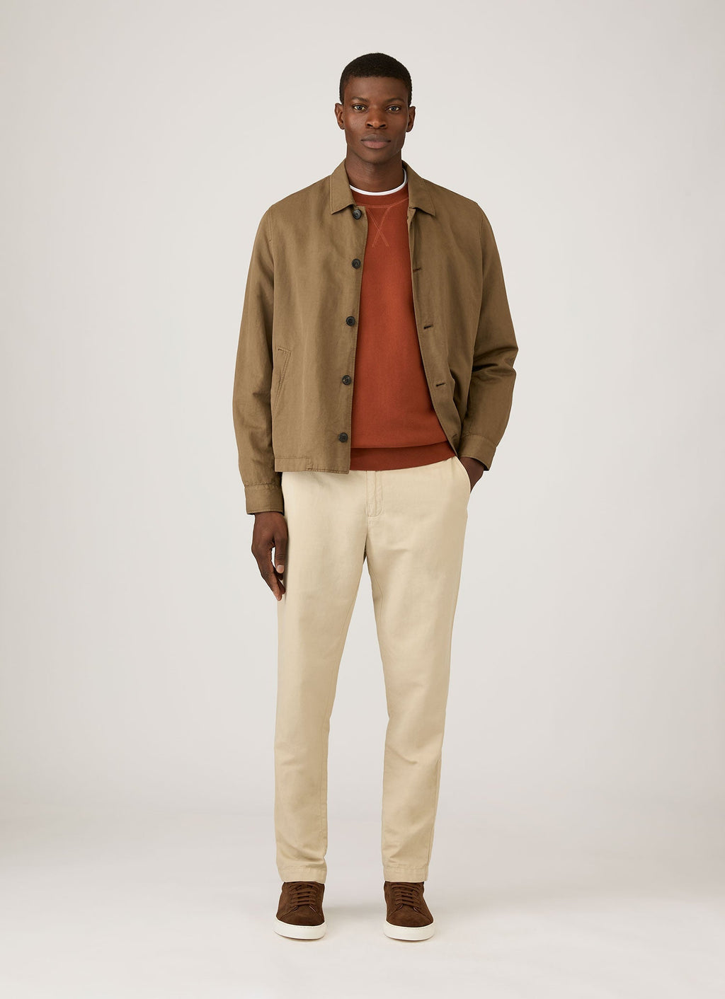 Sweat-shirt bouclette homme couleur rouille