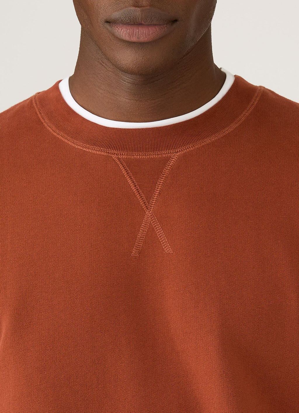 Sweat-shirt bouclette homme couleur rouille