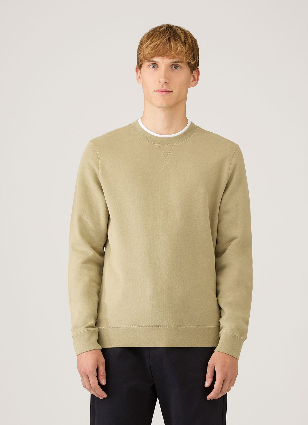 Sweat-shirt en molleton bouclé pour homme, couleur pistache
