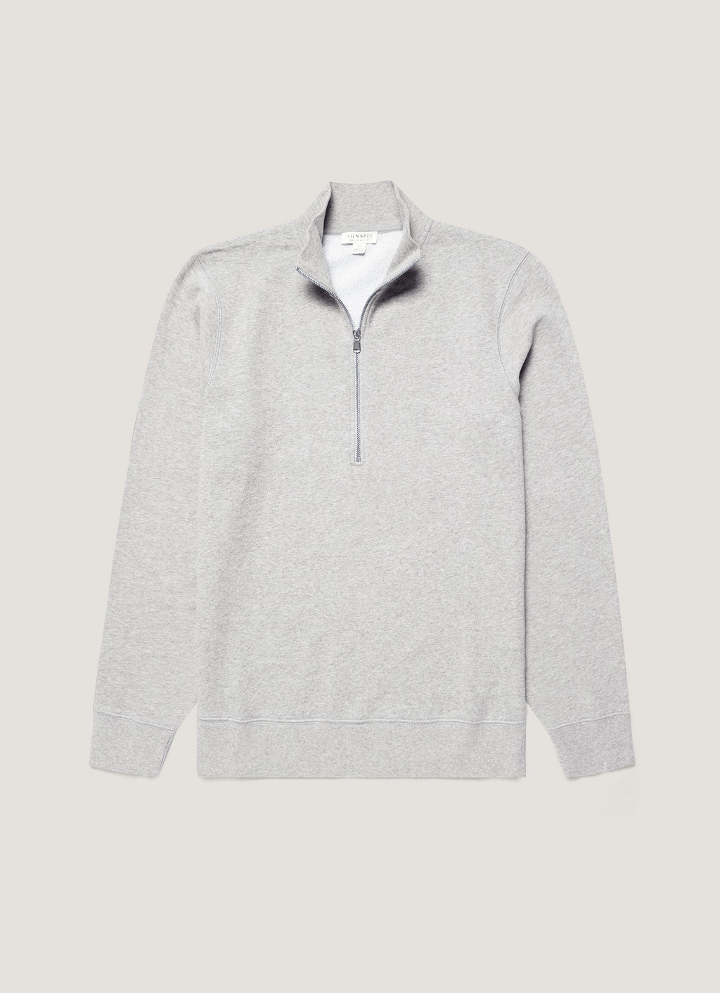 Sweat-shirt homme semi-zippé en molleton gris chiné